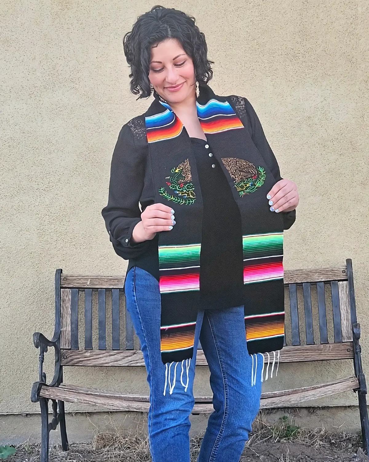 Estola embroidered eagle