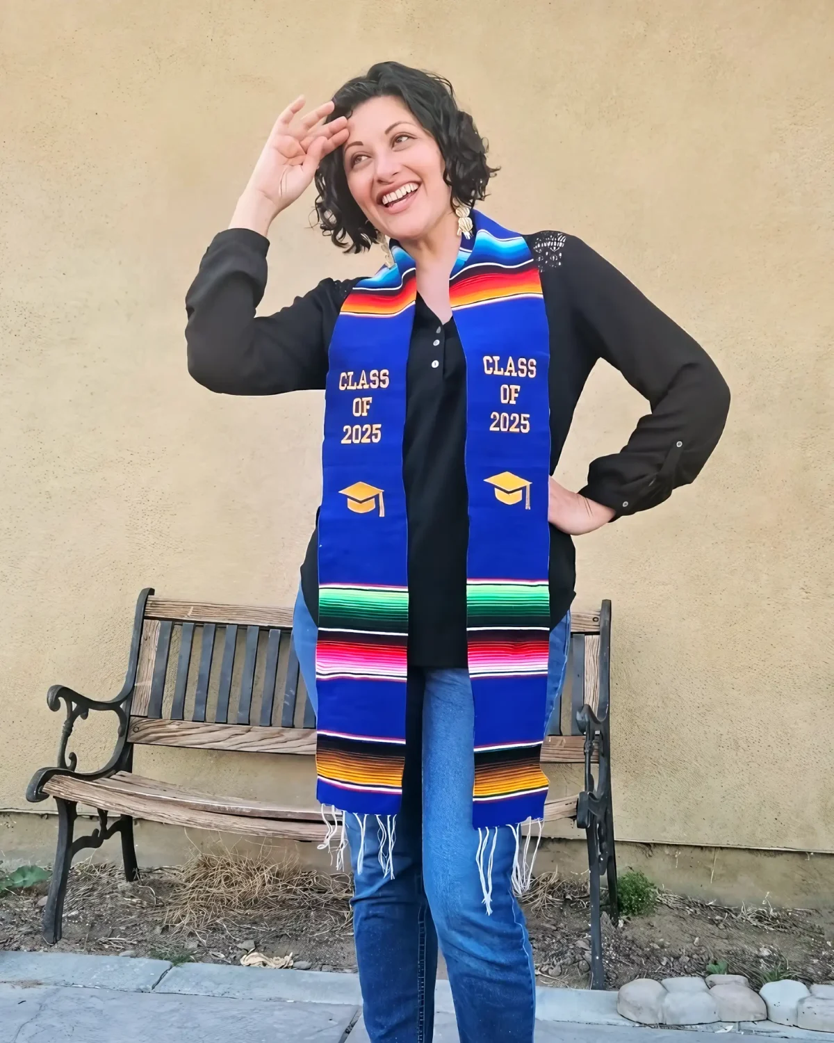 Estola serape graduation stole blue