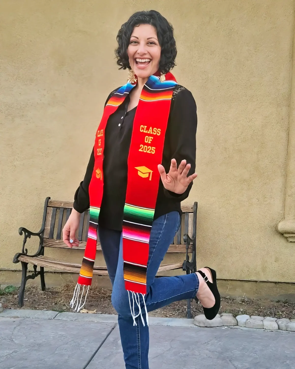 Estola serape graduation embroidered stole gold, red
